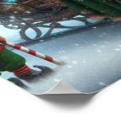 Steampunk Schlitten ~ Santa mit Ehefrau und Elfen Poster (Ecke)