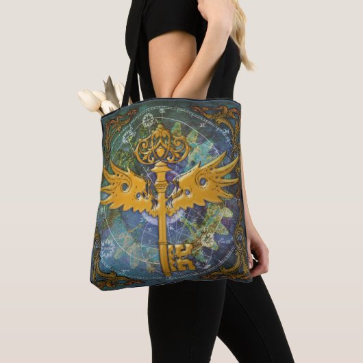 Steampunk-Schlüssel mit Flügeln Tasche (Von Nahem)