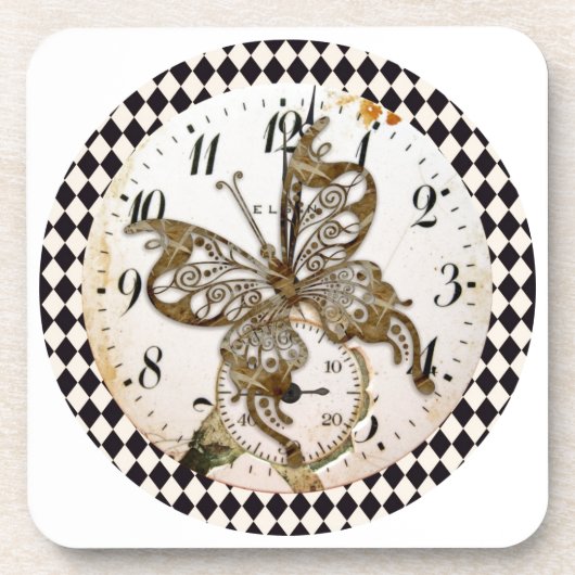 Steampunk Schmetterling Rund Getränkeuntersetzer (Vorderseite)