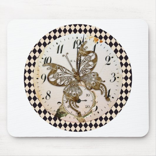Steampunk-Schmetterling-Rund Mousepad (Vorne)