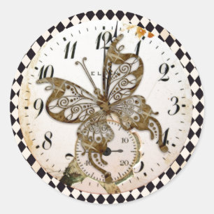 Steampunk-Schmetterling Runder Aufkleber