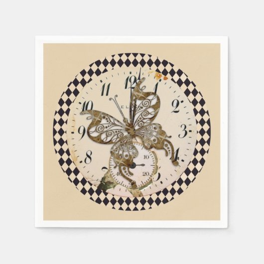 Steampunk Schmetterling Serviette (Vorderseite)