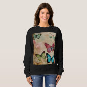 Steampunk-Schmetterlings-Schädel – Luxuriöse abstr Sweatshirt (Vorne ganz)