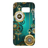 Steampunk-Schmuckschau auf grünem Hintergrund Case-Mate Samsung Galaxy Hülle (Rückseite)