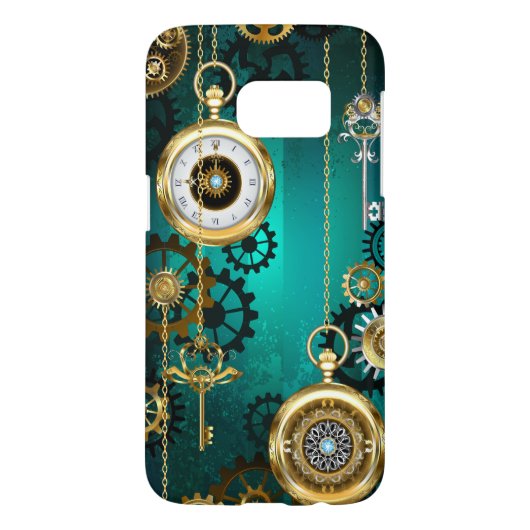 Steampunk-Schmuckschau auf grünem Hintergrund Case-Mate Samsung Galaxy Hülle (Rückseite)