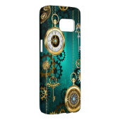 Steampunk-Schmuckschau auf grünem Hintergrund Case-Mate Samsung Galaxy Hülle (Rückseite/rechts)
