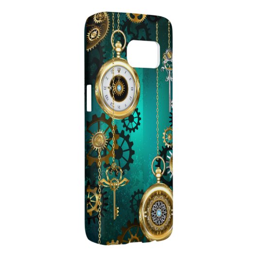 Steampunk-Schmuckschau auf grünem Hintergrund Case-Mate Samsung Galaxy Hülle (Rückseite/rechts)