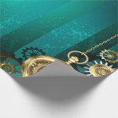 Steampunk-Schmuckschau auf grünem Hintergrund Geschenkpapier (Ecke)