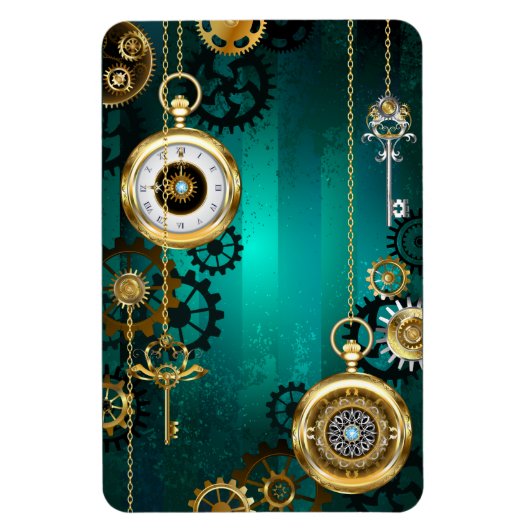 Steampunk-Schmuckschau auf grünem Hintergrund Magnet (Vertikal)