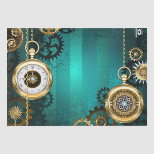 Steampunk-Schmuckschau auf grünem Hintergrund Seidenpapier (Vorderseite)