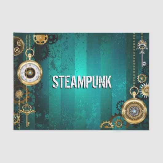 Steampunk-Schmuckschau auf grünem Hintergrund Seidenpapier (Vorderseite)