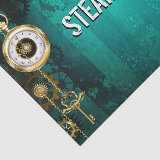 Steampunk-Schmuckschau auf grünem Hintergrund Seidenpapier (Ausschnitt)