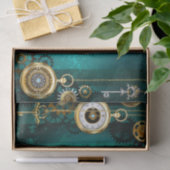 Steampunk-Schmuckschau auf grünem Hintergrund Seidenpapier (Geschenk)