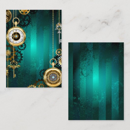 Steampunk-Schmuckschau auf grünem Hintergrund Visitenkarte (Vorne/Hinten)