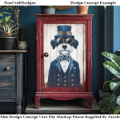 Steampunk Schnauzer Dog, Navy Blue DE7 Decoupage Seidenpapier