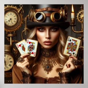 Steampunk Schöne Herzkönigin Poster
