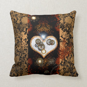 Steampunk, schönes Herz mit Gängen und Uhren Kissen
