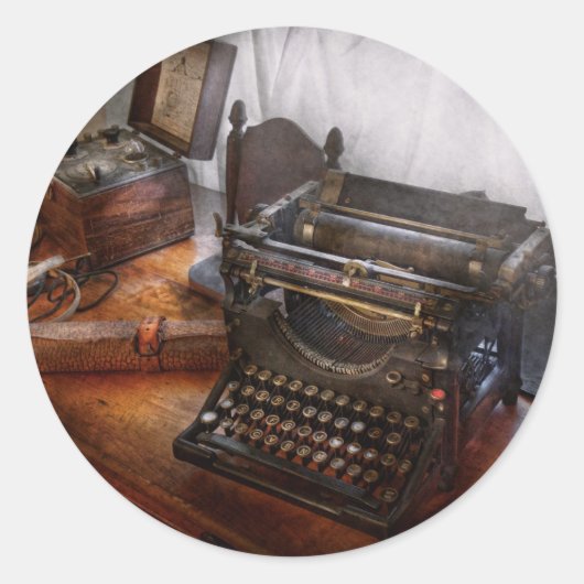 Steampunk - Schreibmaschine - der geheime Bote Runder Aufkleber (Vorderseite)