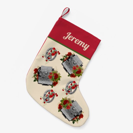 Steampunk Schreibmaschine und Gears Weihnachten Kleiner Weihnachtsstrumpf (Vorderansicht (hängend))