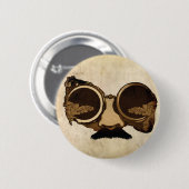 Steampunk Schutzbrillen und Schnurrbart Button (Vorne & Hinten)
