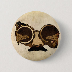 Steampunk Schutzbrillen und Schnurrbart Button