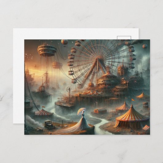 Steampunk Sci Fi Carnival Postkarte (Vorne/Hinten)
