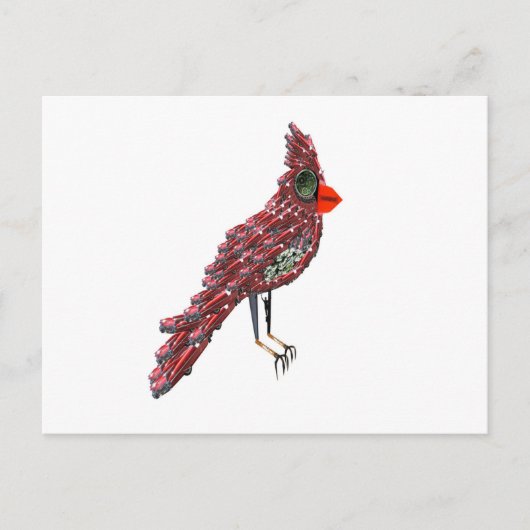 Steampunk Science Fiction Cardinal Cadillac Bird Postkarte (Vorderseite)