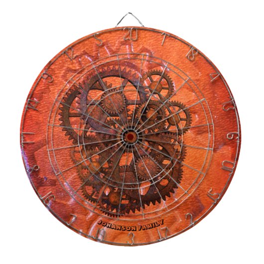 Steampunk Scifi Gears Orange Maschine aus dem 19.  Dartscheibe (vorne)