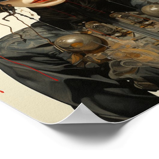 Steampunk Scifi Insect Frau Poster (Ecke)