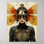Steampunk Scifi Insect Frau Poster (Vorne)