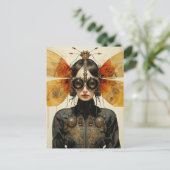 Steampunk Scifi Insect Frau Postkarte (Stehend Vorderseite)