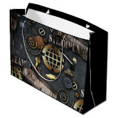 Steampunk, Scrapbooking Große Geschenktüte (Rückseite Schrägansicht)