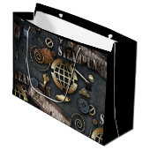 Steampunk, Scrapbooking Große Geschenktüte (Vorderseite Schrägansicht)