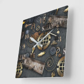 Steampunk, Scrapbooking Quadratische Wanduhr (Winkel)