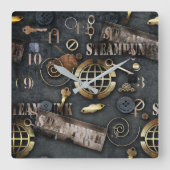 Steampunk, Scrapbooking Quadratische Wanduhr (Vorderseite)