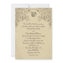 Steampunk Scroll Monogram Wedding Einladung