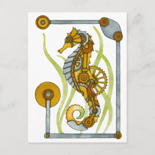 Steampunk Seahorse Postkarte