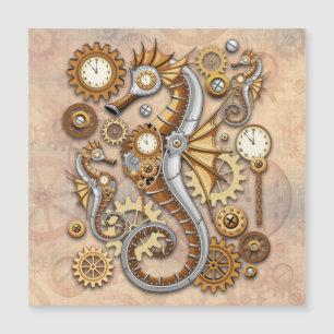Steampunk Seahorse Vintage Surreal Art Magnetkarte