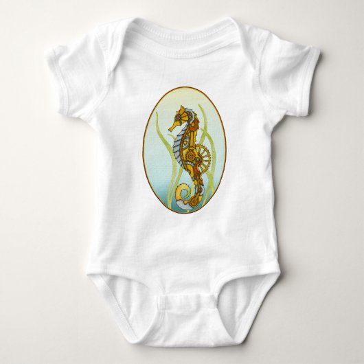 Steampunk Seepferd Baby Strampler (Vorderseite)