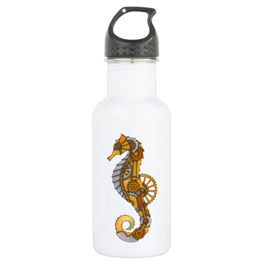 Steampunk Seepferd Trinkflasche (Vorderseite)