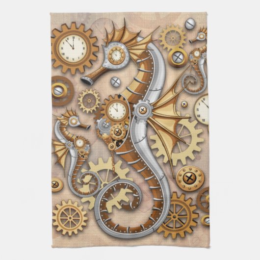 Steampunk Seepferd Vintag Surreal Art Geschirrtuch (Vertikal)