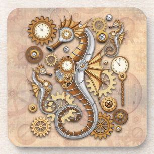 Steampunk Seepferd Vintag Surreal Art Getränkeuntersetzer