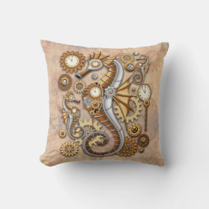 Steampunk Seepferd Vintag Surreal Art Kissen