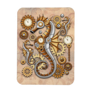 Steampunk Seepferd Vintag Surreal Art Magnet