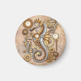 Steampunk Seepferd Vintag Surreal Art Magnet