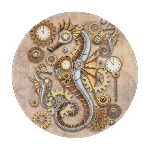 Steampunk Seepferd Vintag Surreal Art Schneidebrett