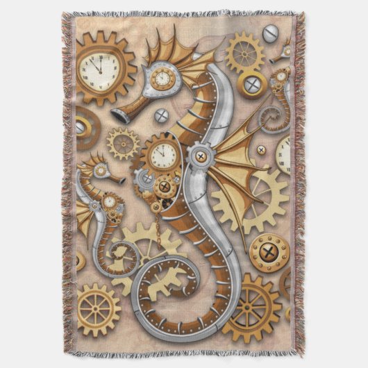 Steampunk Seepferd Vintag Surreal Decke (Vorderseite Vertikal)