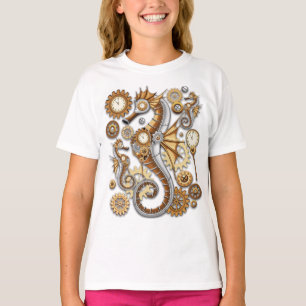 Steampunk-Seepferdchen Vintage Surreal Art T-Shirt