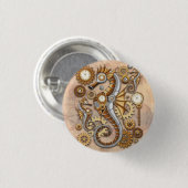 Steampunk-Seepferdchen Vintage-surrealistische Kun Button (Vorne & Hinten)
