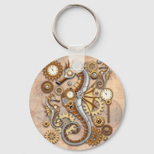 Steampunk-Seepferdchen Vintage-surrealistische Kun Schlüsselanhänger